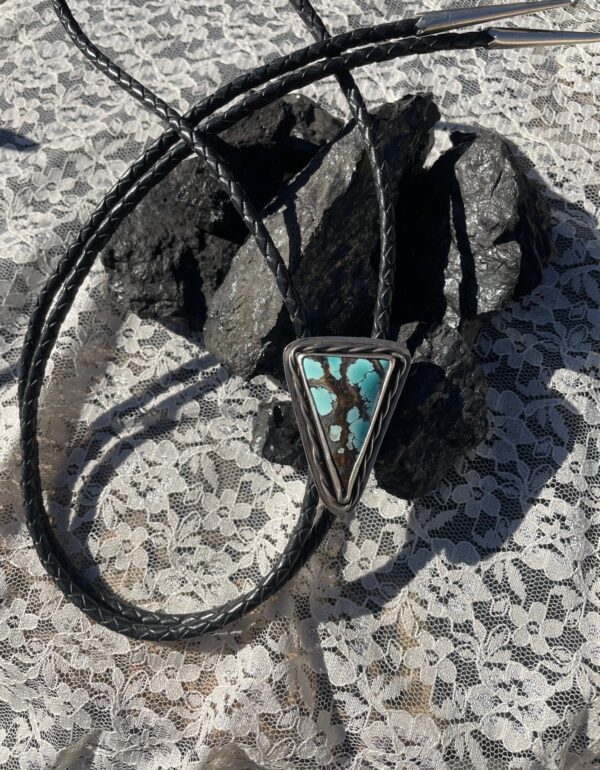 Sand Hill Turuoise Bolo Tie | Charcoal & Lace | Handmade Silver Jewelry | COlorado