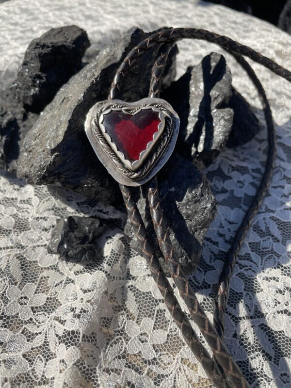 Rosarita Heart Bolo Tie | Charcoal & Lace